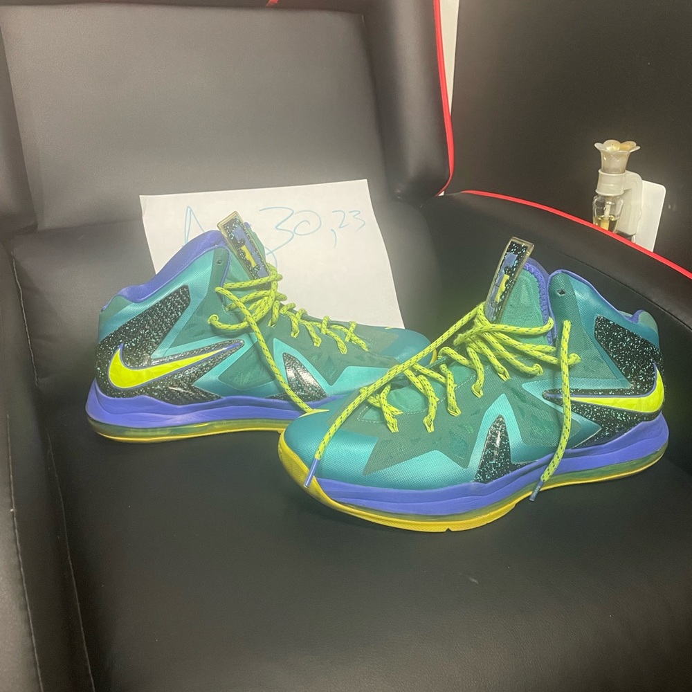 Nike Lebron 10 X Elite Miami Dade Turqoise Green Volt 579827-300 - great shape